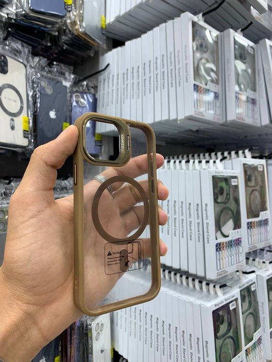 Antichoc 3 in 1 original  ( magsafe + support + lentille camera ) Brown