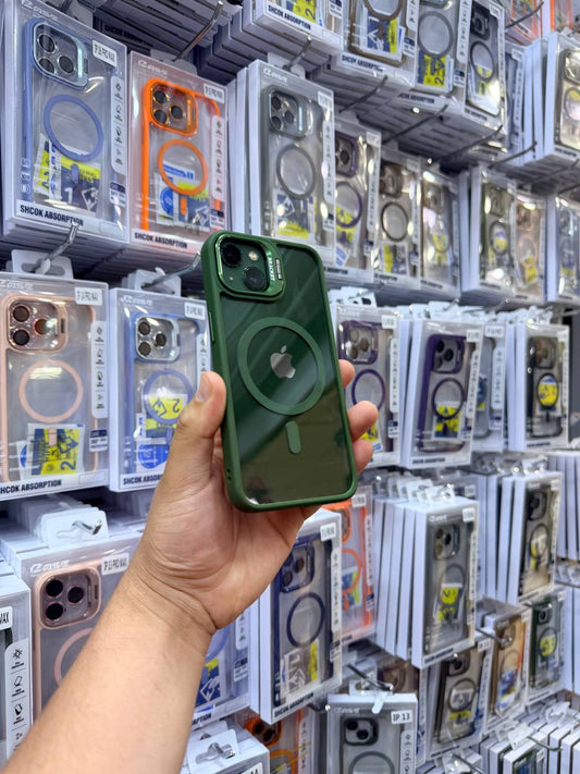 Antichoc 3 in 1 original ( magsafe + support + lentille camera ) green