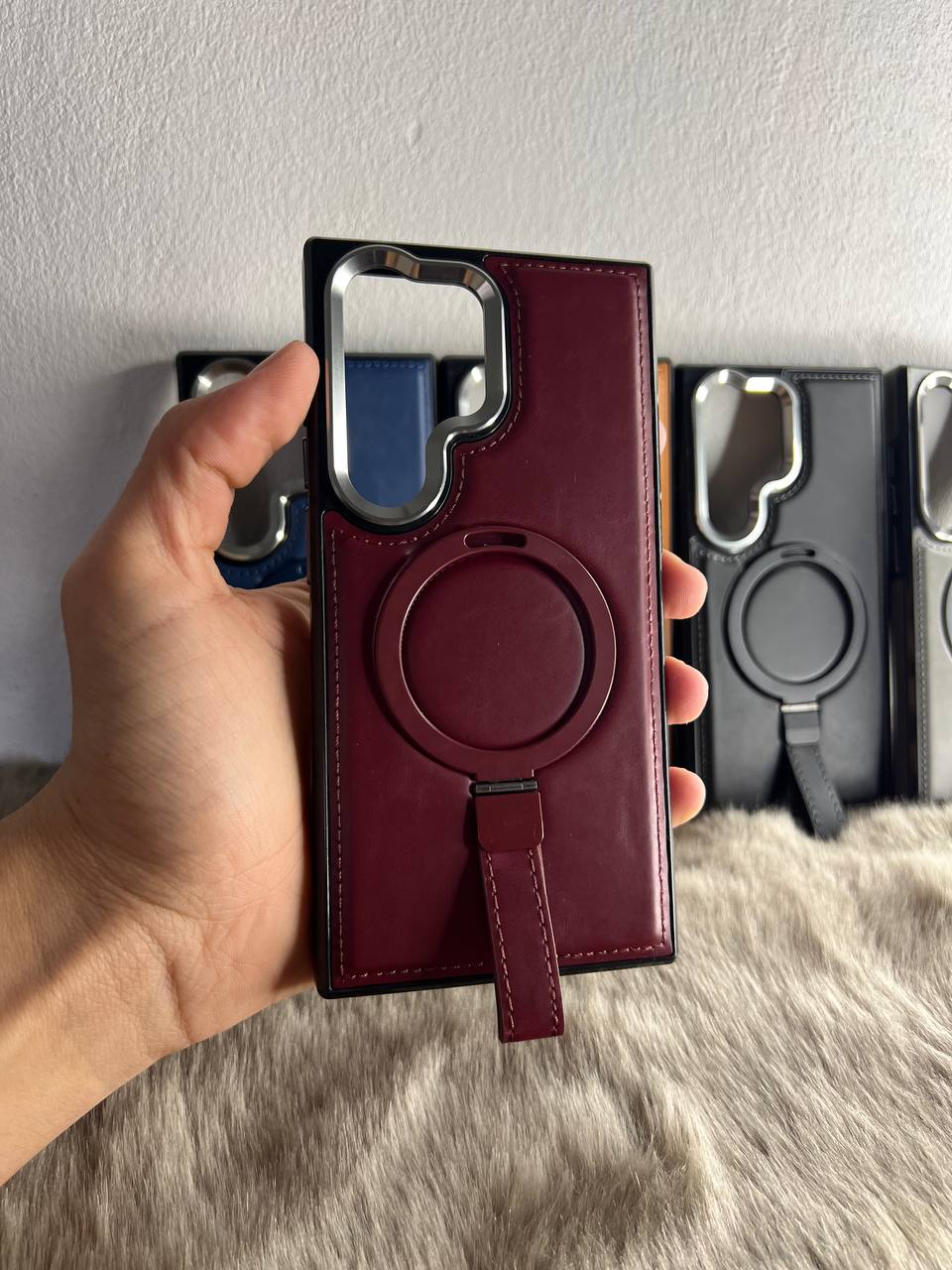 Antichoc Leather Original & Titanium Camera + Support Pour Samsung