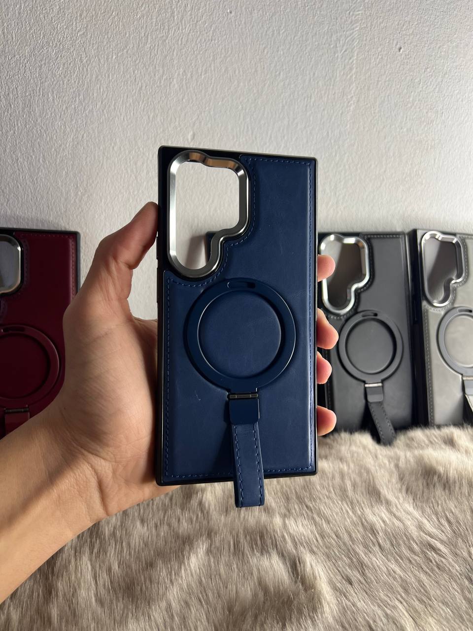 Antichoc Leather Original & Titanium Camera + Support Pour Samsung