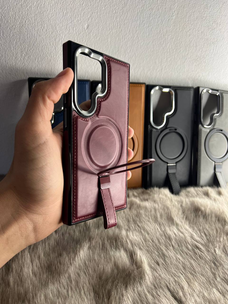 Antichoc Leather Original & Titanium Camera + Support Pour Samsung
