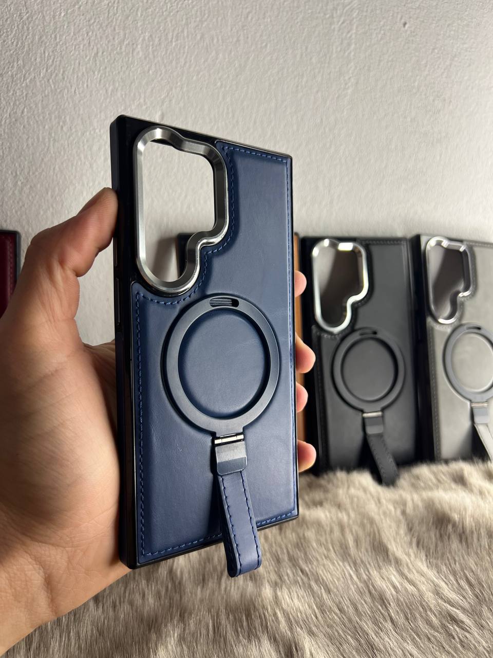 Antichoc Leather Original & Titanium Camera + Support Pour Samsung