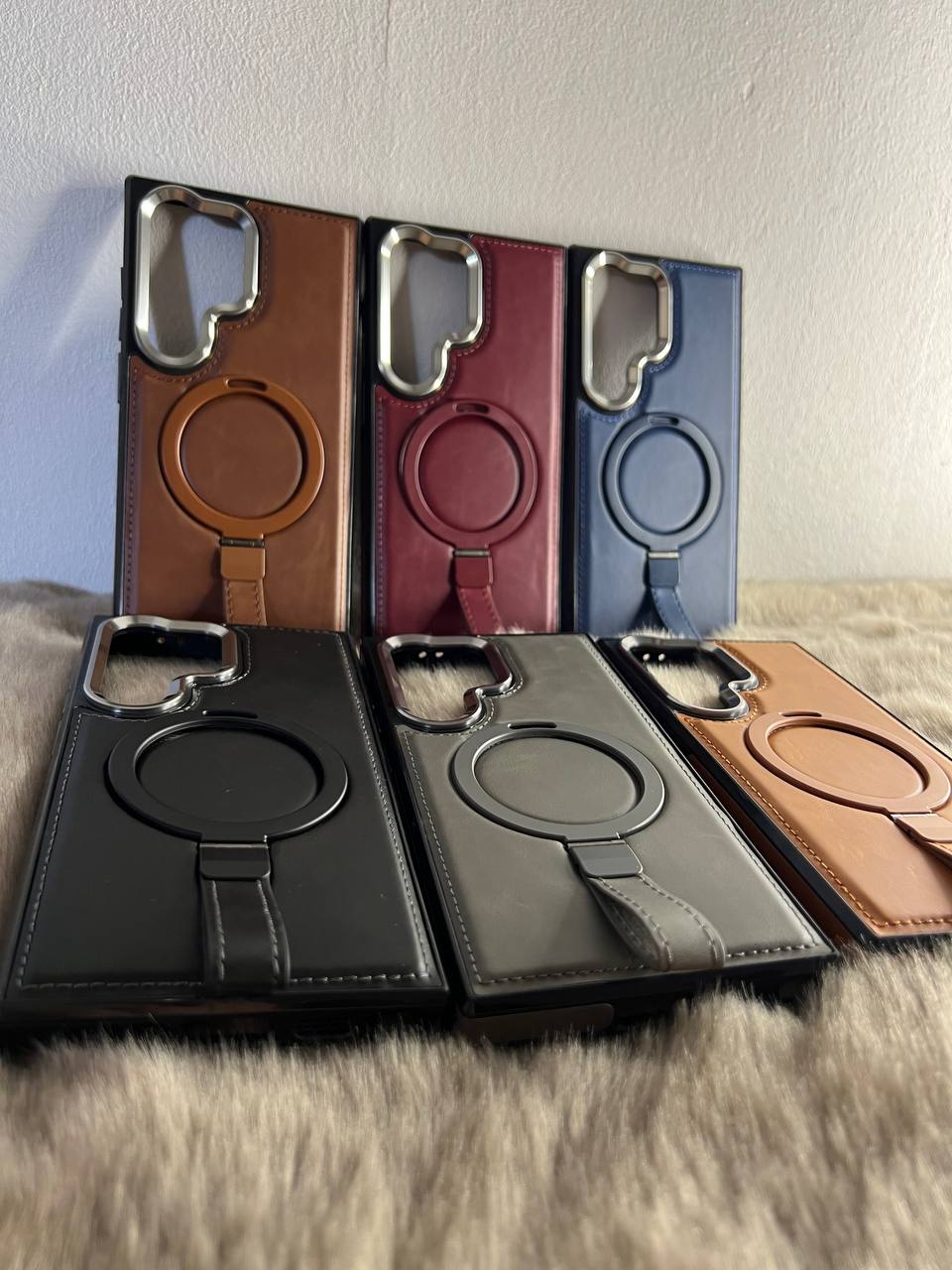 Antichoc Leather Original & Titanium Camera + Support Pour Samsung