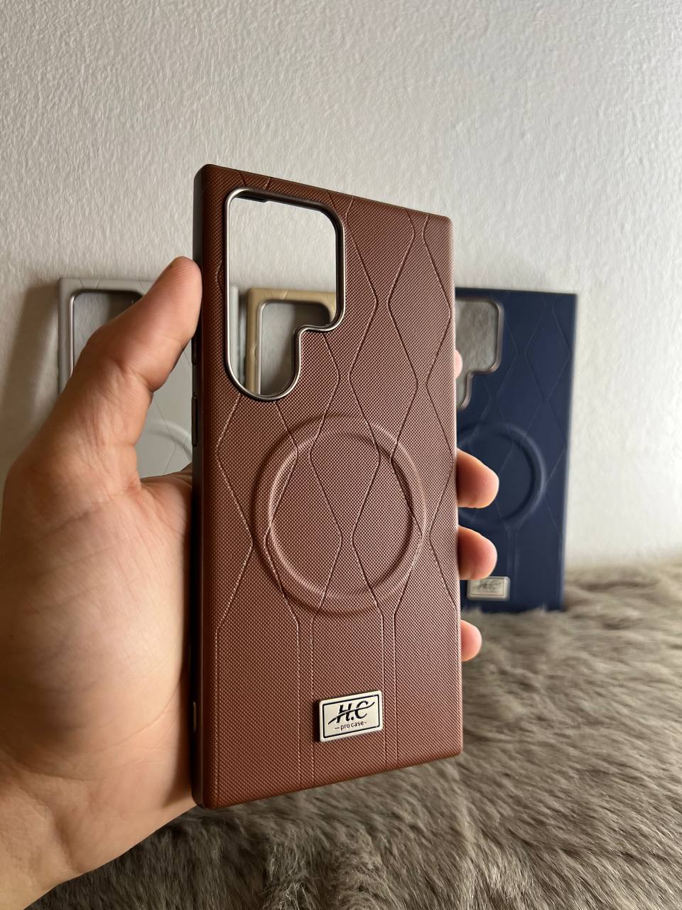 Antichoc h.c Leather Magsafe original Pour samsung / BROWN
