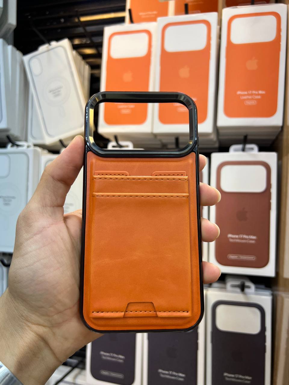 Antichoc leather & portefeuille Pour Iphone