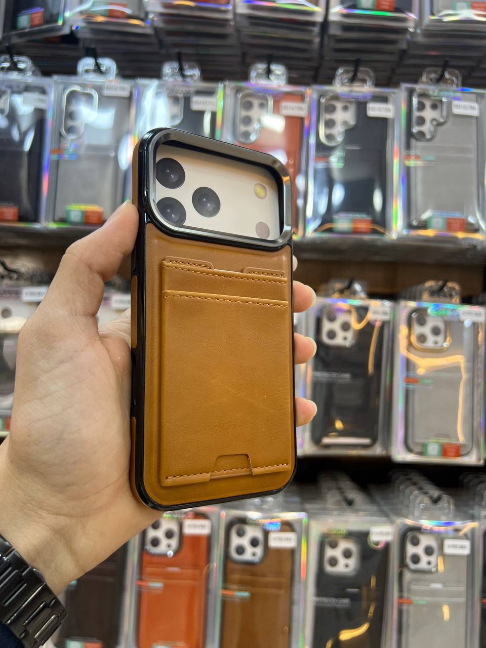 Antichoc leather & portefeuille Pour Iphone
