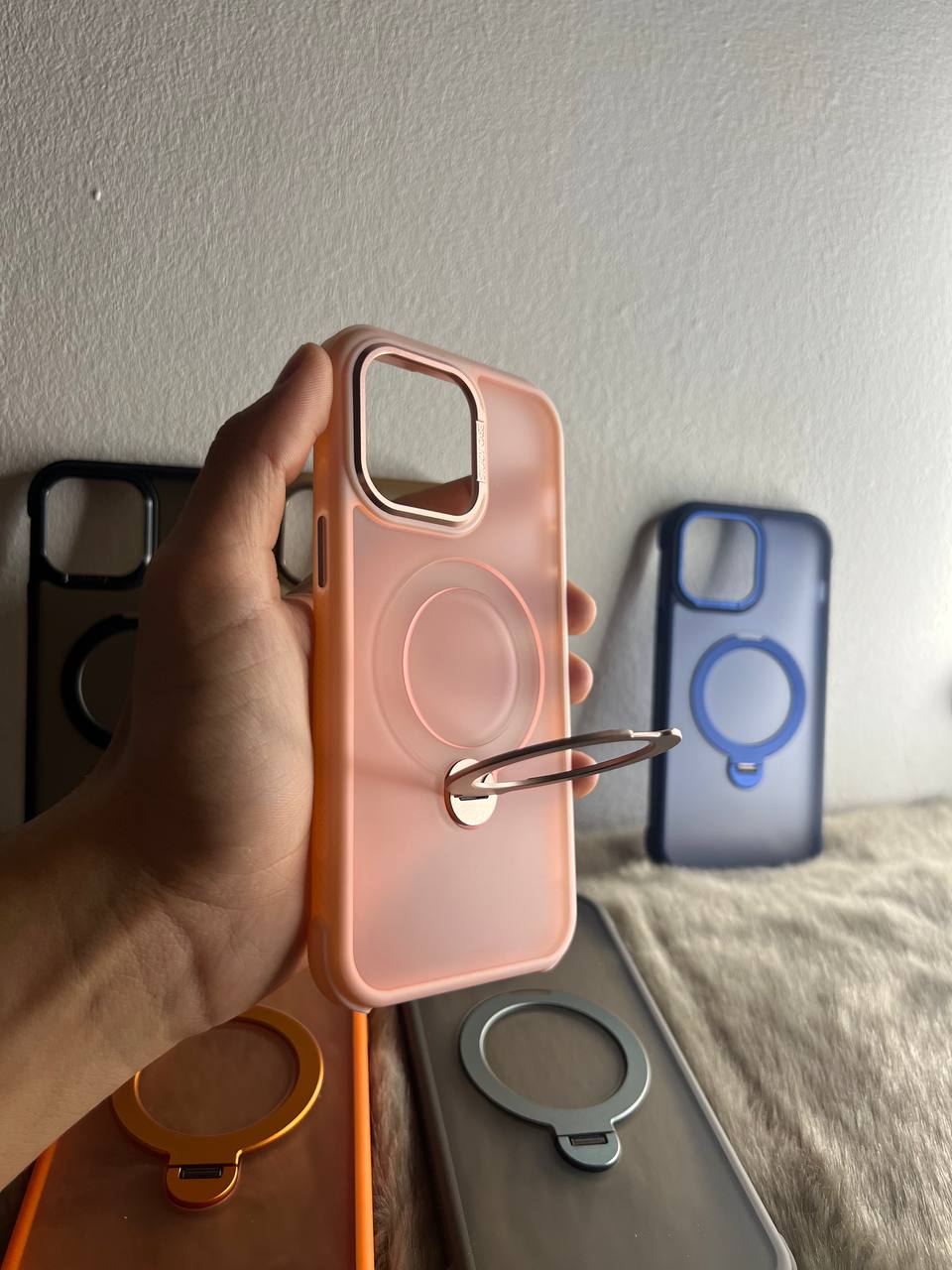 Antichoc matt 2 in 1 ( support + magsafe ) originale pour iphone / PINK