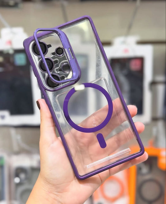 Antichoc 3 in 1 original ( magsafe + support + lens camera ) Pour samsung / purple
