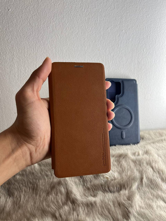 Antichoc cuire original + cover + magsafe Pour samsung / BROWN