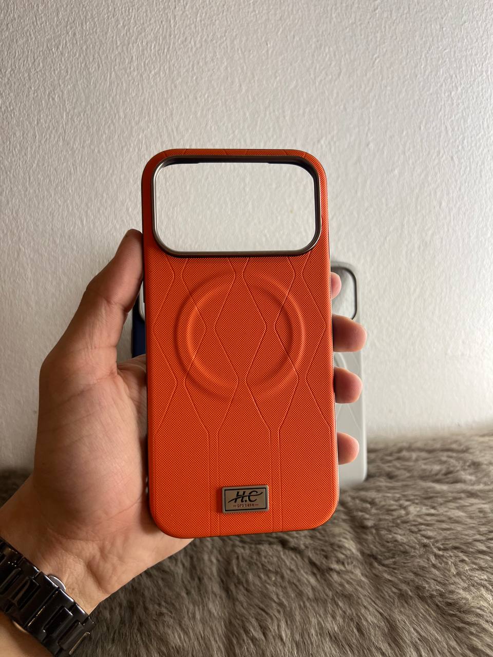 Antichoc h.c Leather Magsafe original Pour iphone / ORANGE