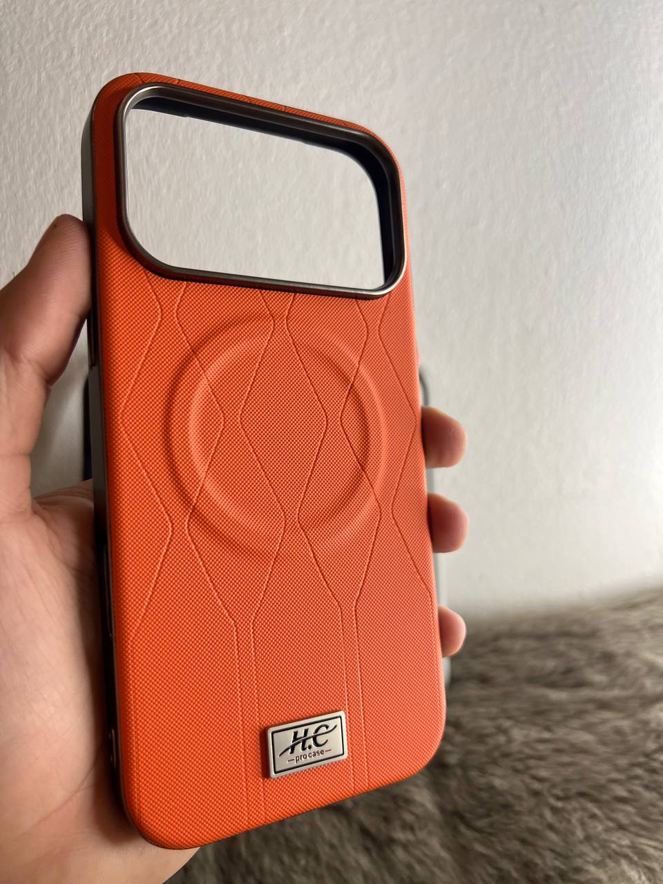 Antichoc h.c Leather Magsafe original Pour iphone / ORANGE