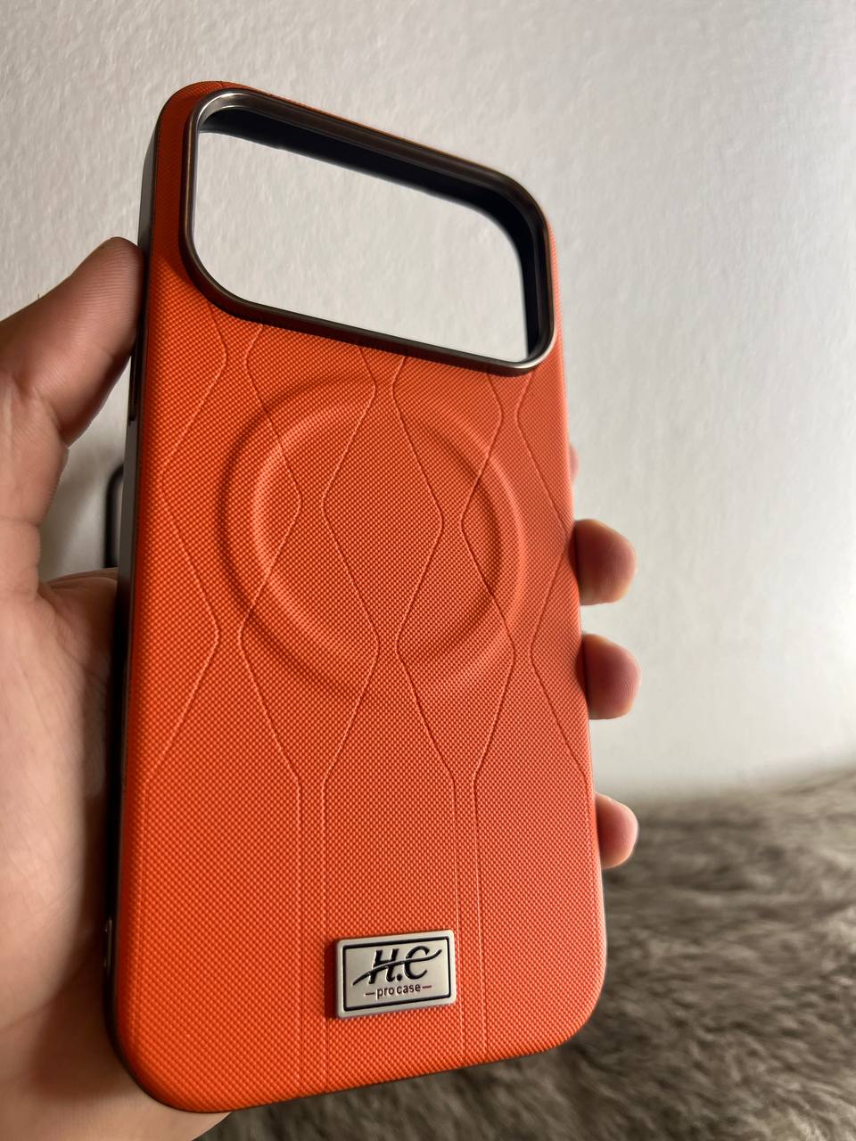 Antichoc h.c Leather Magsafe original Pour iphone / ORANGE