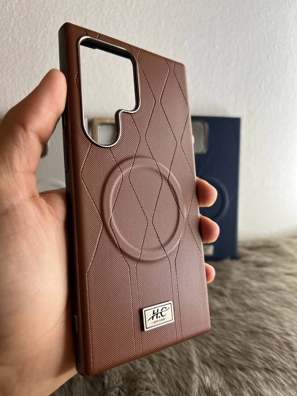 Antichoc h.c Leather Magsafe original Pour samsung / BROWN